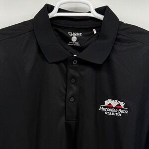 Clique Mens XXL Black Mercedes-Benz Stadium Logo Performance Polo Shirt